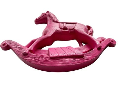 Vintage Pink Rocking Horse Wall Hanging Kitsch Novelty Home Decor Kawaii Picture - Thumbnail 2