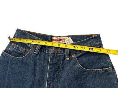 Vintage 1990’s Faded Glory Blue Jeans High Waist Denim 8 Long Baggy Grunge - Thumbnail 7