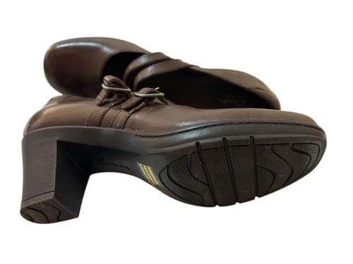 Clark’s Brown Genuine Leather Maryjane Heels Shoes Rockabilly Cottagecore 7.5 - Thumbnail 3