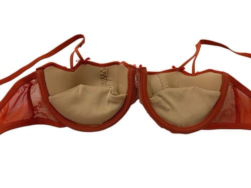Adore Me Rust 34C Bra Bow Accents Push Up Bralette Lingerie Floral Lace - Thumbnail 2