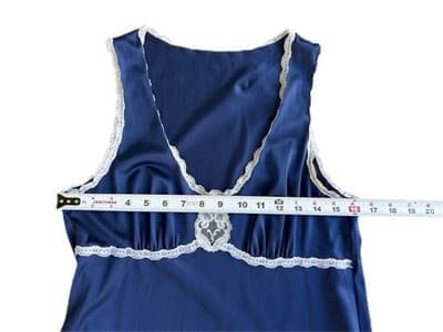 Vintage Nightgown Dress VANITY FAIR Navy Blue 1970’s Long Gown Lingerie - Thumbnail 5