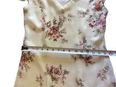 Vtg Y2K Asymmetrical Floral Fairycore Pastel Pink Roses Flutter Sleeve Dress - Thumbnail 7