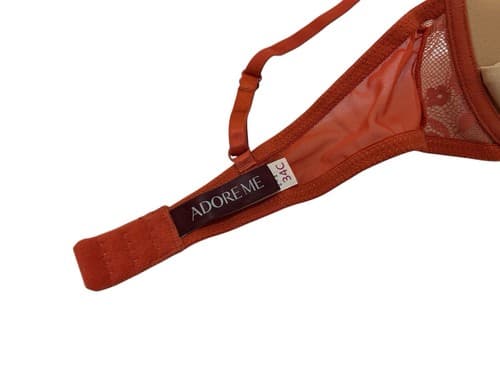 Adore Me Rust 34C Bra Bow Accents Push Up Bralette Lingerie Floral Lace - Thumbnail 3