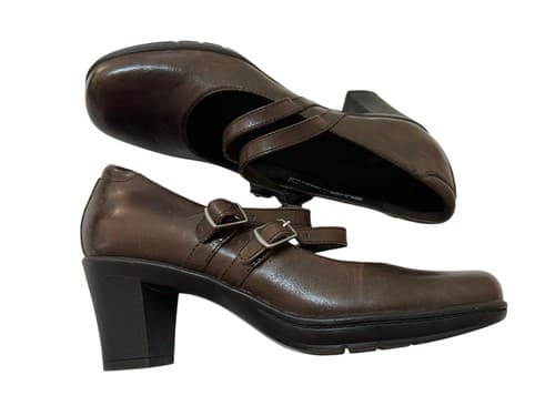 Clark’s Brown Genuine Leather Maryjane Heels Shoes Rockabilly Cottagecore 7.5 - Thumbnail 8