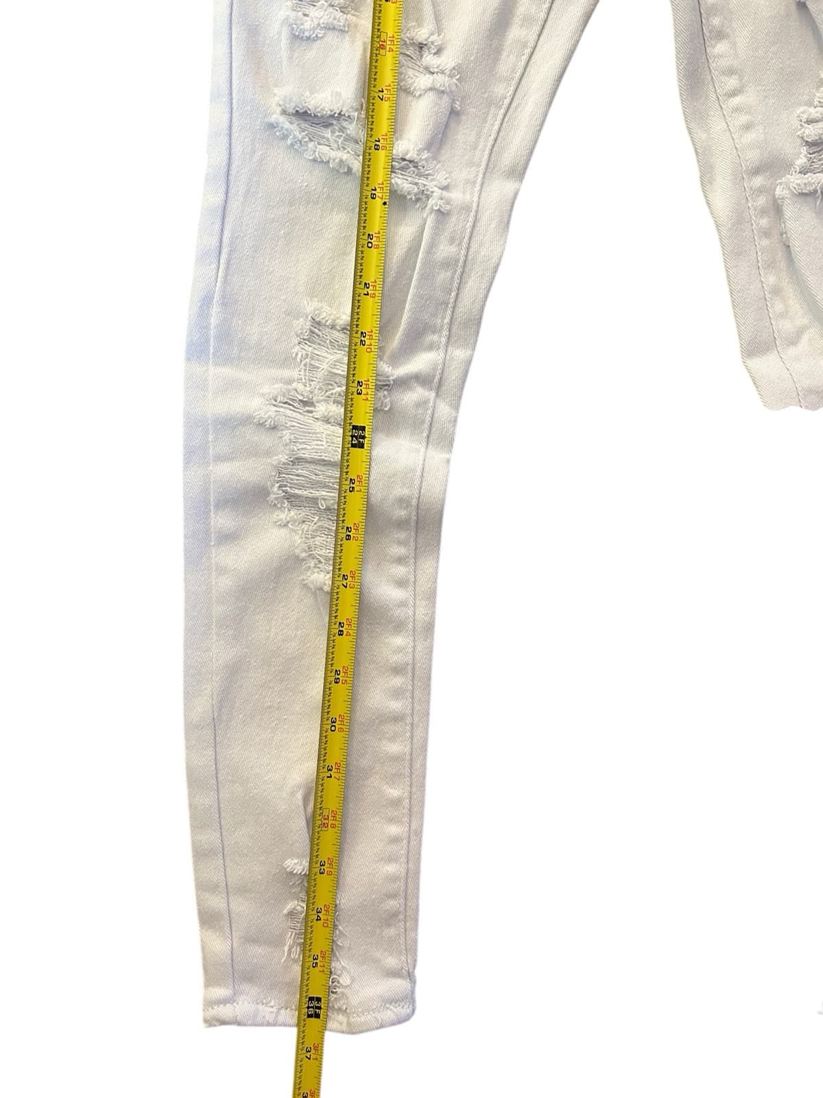 Almost Famous Jeans Sz 3 Super High Rise Skinny White Distressed Denim NWT New - Thumbnail 9