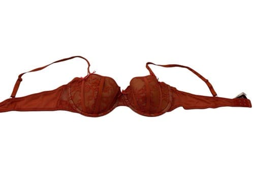 Adore Me Rust 34C Bra Bow Accents Push Up Bralette Lingerie Floral Lace - Thumbnail 7