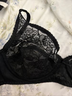 Vintage Adonna JCPenney 34B Sheer Black Illusion Lace Bra Lingerie Underwire - Thumbnail 7