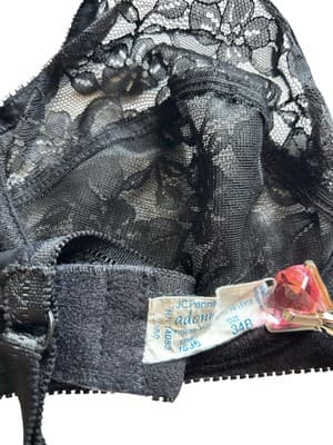 Vintage Adonna JCPenney 34B Sheer Black Illusion Lace Bra Lingerie Underwire - Thumbnail 6