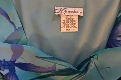 Vtg Y2K Blue Floral Fairycore Flutter Sleeve Dress Draped Neck Romantic Spring - Thumbnail 13