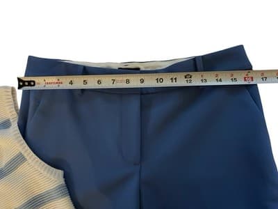 10P Petite Talbots Hampshire Ankle Pants Matching Top Set Blue White Spring - Thumbnail 5