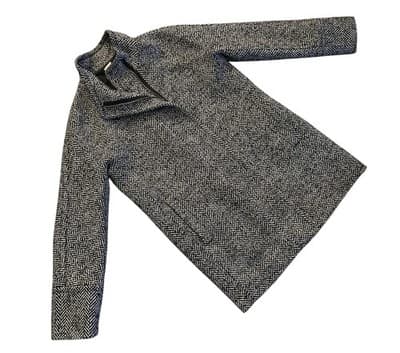 J. Crew City Coat Tweed Zip Front Stand Up Collar Black Womens 8 Old Money Luxe - Thumbnail 2