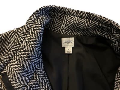 J. Crew City Coat Tweed Zip Front Stand Up Collar Black Womens 8 Old Money Luxe - Thumbnail 8