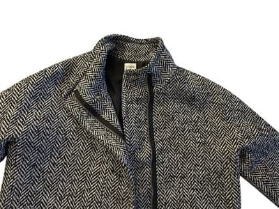 J. Crew City Coat Tweed Zip Front Stand Up Collar Black Womens 8 Old Money Luxe - Thumbnail 9