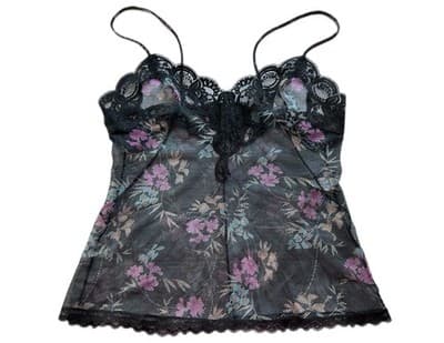 Size 34 Vintage Vassarette Lingerie Camisole Chiffon Floral Sheer Fairycore - Thumbnail 2
