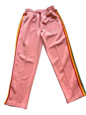 Palm Angels Tracksuit Bottoms Pants M Peach Joggers Ankle Zip Authentic Rainbow - Thumbnail 4