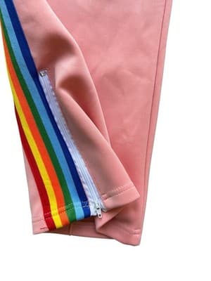 Palm Angels Tracksuit Bottoms Pants M Peach Joggers Ankle Zip Authentic Rainbow - Thumbnail 2