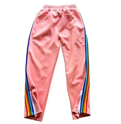 Palm Angels Tracksuit Bottoms Pants M Peach Joggers Ankle Zip Authentic Rainbow - Thumbnail 3