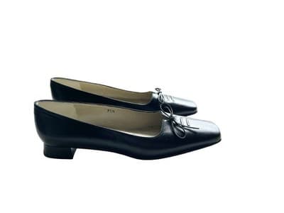 7.5N Vintage Talbots Navy Blue Leather Classic Elegant Shoes Low Heel Preppy - Thumbnail 3