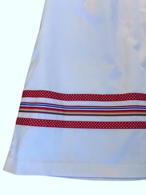Vintage 1980’s White Skirt Red Yellow & Green Ribbon Trim Preppy Retro Casual - Thumbnail 4