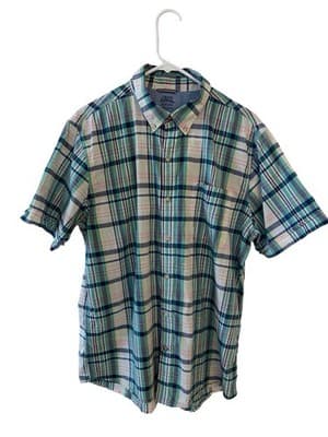 Men’s Izod Sz L Coastal Beach Saltwater Classics Plaid Cotton Short Sleeve Shirt - Thumbnail 2