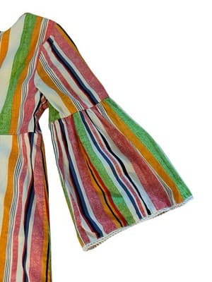 Crown & Ivy Size M Cotton Women’s Bell Sleeve Dress Spring Summer Stripes Flowy - Thumbnail 3