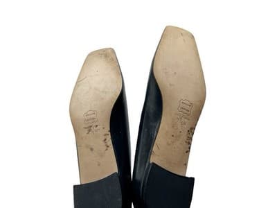 7.5N Vintage Talbots Navy Blue Leather Classic Elegant Shoes Low Heel Preppy - Thumbnail 7