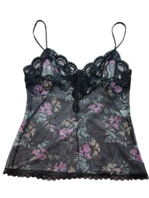 Size 34 Vintage Vassarette Lingerie Camisole Chiffon Floral Sheer Fairycore - Thumbnail 3