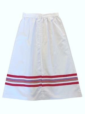 Vintage 1980’s White Skirt Red Yellow & Green Ribbon Trim Preppy Retro Casual - Thumbnail 3