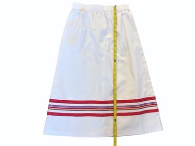 Vintage 1980’s White Skirt Red Yellow & Green Ribbon Trim Preppy Retro Casual - Thumbnail 6