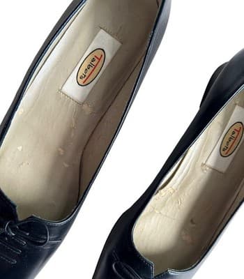 7.5N Vintage Talbots Navy Blue Leather Classic Elegant Shoes Low Heel Preppy - Thumbnail 5