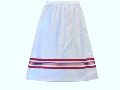 Vintage 1980’s White Skirt Red Yellow & Green Ribbon Trim Preppy Retro Casual - Thumbnail 2