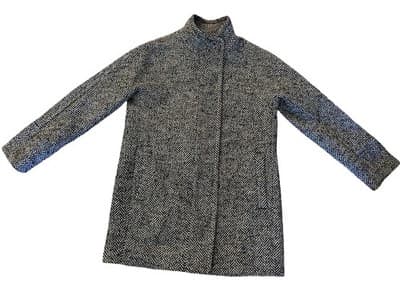 J. Crew City Coat Tweed Zip Front Stand Up Collar Black Womens 8 Old Money Luxe - Thumbnail 16