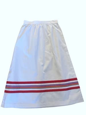 Vintage 1980’s White Skirt Red Yellow & Green Ribbon Trim Preppy Retro Casual - Thumbnail 7