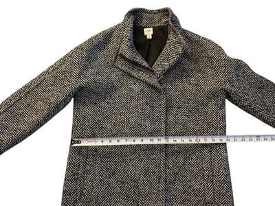 J. Crew City Coat Tweed Zip Front Stand Up Collar Black Womens 8 Old Money Luxe - Thumbnail 3