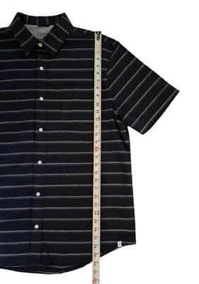 Mens Chaps XL SEACOAST WASH COASTAL Beach Striped Blue Cotton Short Sleeve Shirt - Thumbnail 5