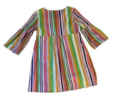 Crown & Ivy Size M Cotton Women’s Bell Sleeve Dress Spring Summer Stripes Flowy - Thumbnail 2