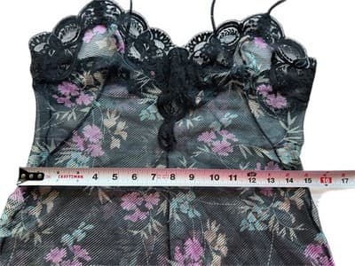 Size 34 Vintage Vassarette Lingerie Camisole Chiffon Floral Sheer Fairycore - Thumbnail 7