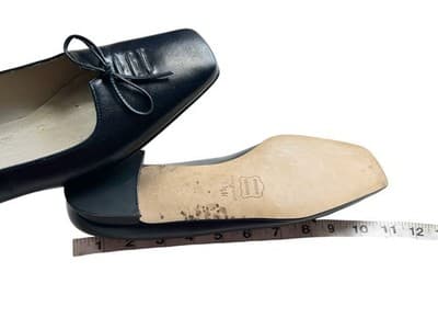 7.5N Vintage Talbots Navy Blue Leather Classic Elegant Shoes Low Heel Preppy - Thumbnail 10