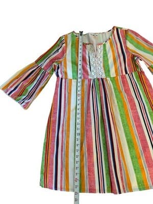 Crown & Ivy Size M Cotton Women’s Bell Sleeve Dress Spring Summer Stripes Flowy - Thumbnail 9