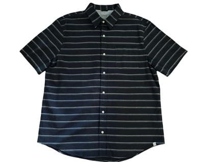 Mens Chaps XL SEACOAST WASH COASTAL Beach Striped Blue Cotton Short Sleeve Shirt - Thumbnail 4