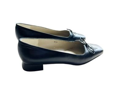 7.5N Vintage Talbots Navy Blue Leather Classic Elegant Shoes Low Heel Preppy - Thumbnail 11