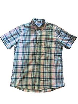 Men’s Izod Sz L Coastal Beach Saltwater Classics Plaid Cotton Short Sleeve Shirt - Thumbnail 4