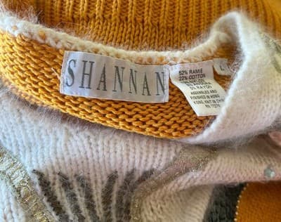 Vintage 1980’s Sweater Cotton Angora NEW WAVE Retro Slouch Mob Wife Rhinestone - Thumbnail 10