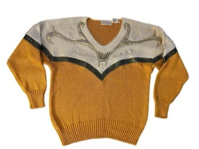 Vintage 1980’s Sweater Cotton Angora NEW WAVE Retro Slouch Mob Wife Rhinestone - Thumbnail 7