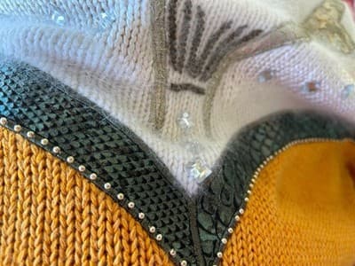 Vintage 1980’s Sweater Cotton Angora NEW WAVE Retro Slouch Mob Wife Rhinestone - Thumbnail 12