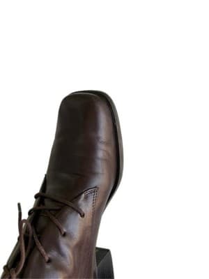 7.5 Narrow Vintage Women’s Y2K Chunky Boot Square Toe Brown Shoes Leather Boho - Thumbnail 3