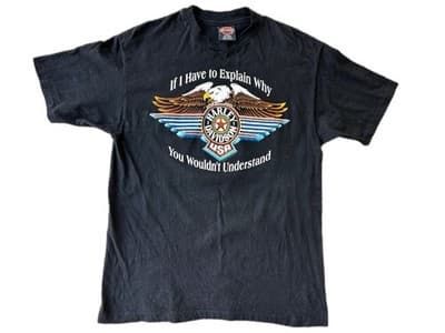 Black T Shirt “If I Have To Explain” Harley Davidson 1993 Single Stitch Large - Thumbnail 2