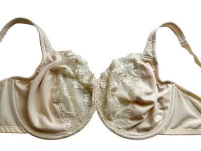 BREEZIES 46D Cream Ivory Bra Lingerie Floral Cups