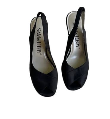 7 Vintage Y2K Black Platform Heels Shoes Women’s Sam & Libby Fabric Cloth Modern - Thumbnail 4