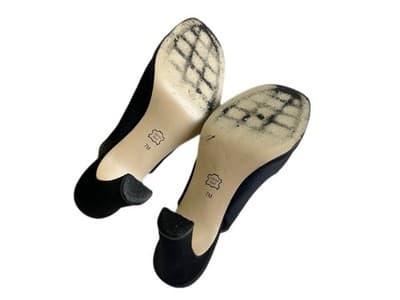 7 Vintage Y2K Black Platform Heels Shoes Women’s Sam & Libby Fabric Cloth Modern - Thumbnail 5